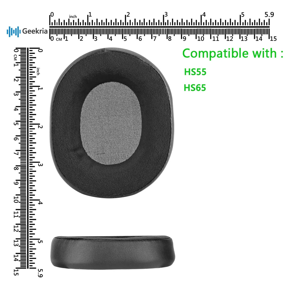 Geekria Comfort Hybrid Velour Replacement Ear Pads for Corsair HS55, HS65 Headphones Ear Cushions, Headset Earpads, Ear Cups Wrap Repair Parts (Black)