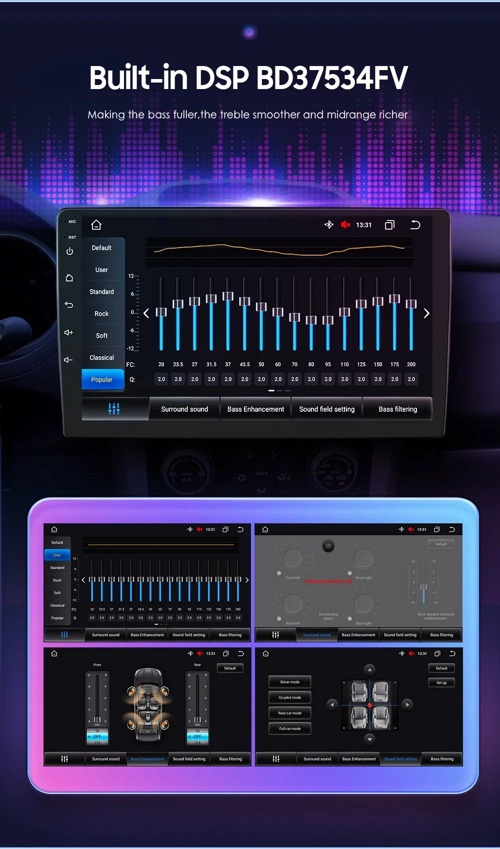9" Android Car Stereo DSP AM/FM Radio GPS Navigation 4+32G Universal Double Din 1280X720 QLED Screen Wireless Apple Carplay Android Auto in-Dash Head Unit Multimedia Climate Store,YouTube