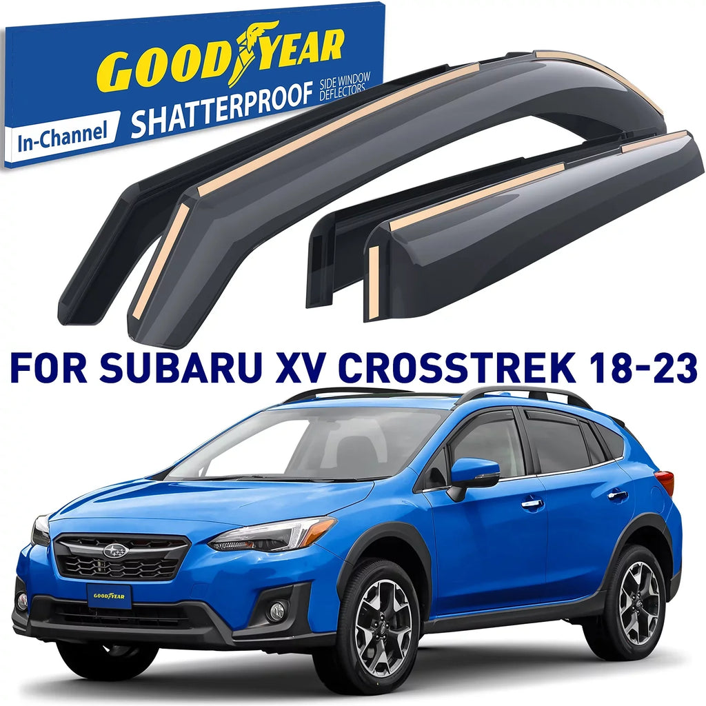 Goodyear Shatterproof in-Channel Window Deflectors for Subaru XV Crosstrek 2018-2023/Impreza Hatchback 2017-2023, Rain Guards, Window Visors for Cars, Vent Deflector, Car Accessories, 4 pcs - GY003477