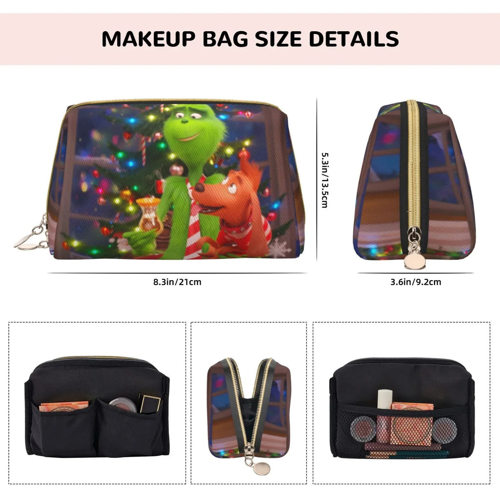 Film Grinch Cosmetic Bag Makeup Organizer Leather Portable Pouch Gift Travel Toiletry Bag Storage Purse