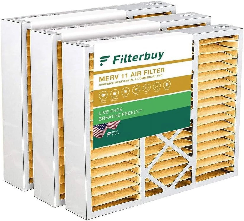 Filterbuy 20x22x5 MERV 11 Pleated HVAC AC Furnace Air Filters for Amana, Goodman, and Nordyne (3-Pack)