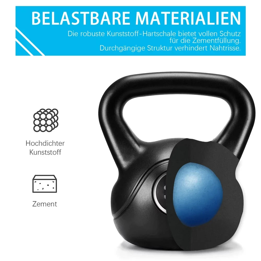 Easyfashion 35 Lbs. HDPE Coated Kettlebells for Home, Gym and Fitness Workout, Black