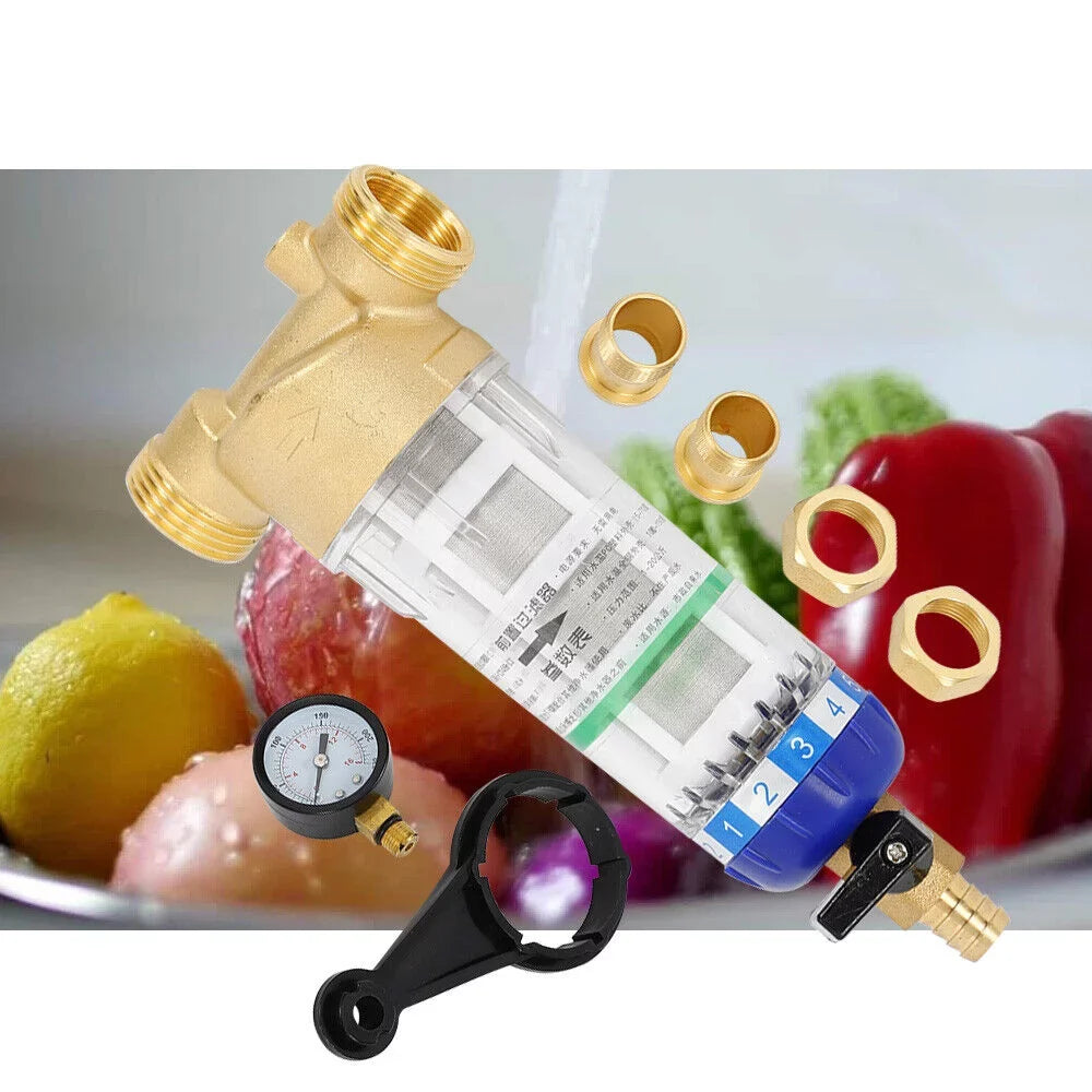 Reusable Sediment Water Filter Spin Down Mesh System 50℃ Water Filter 3/4" Inch