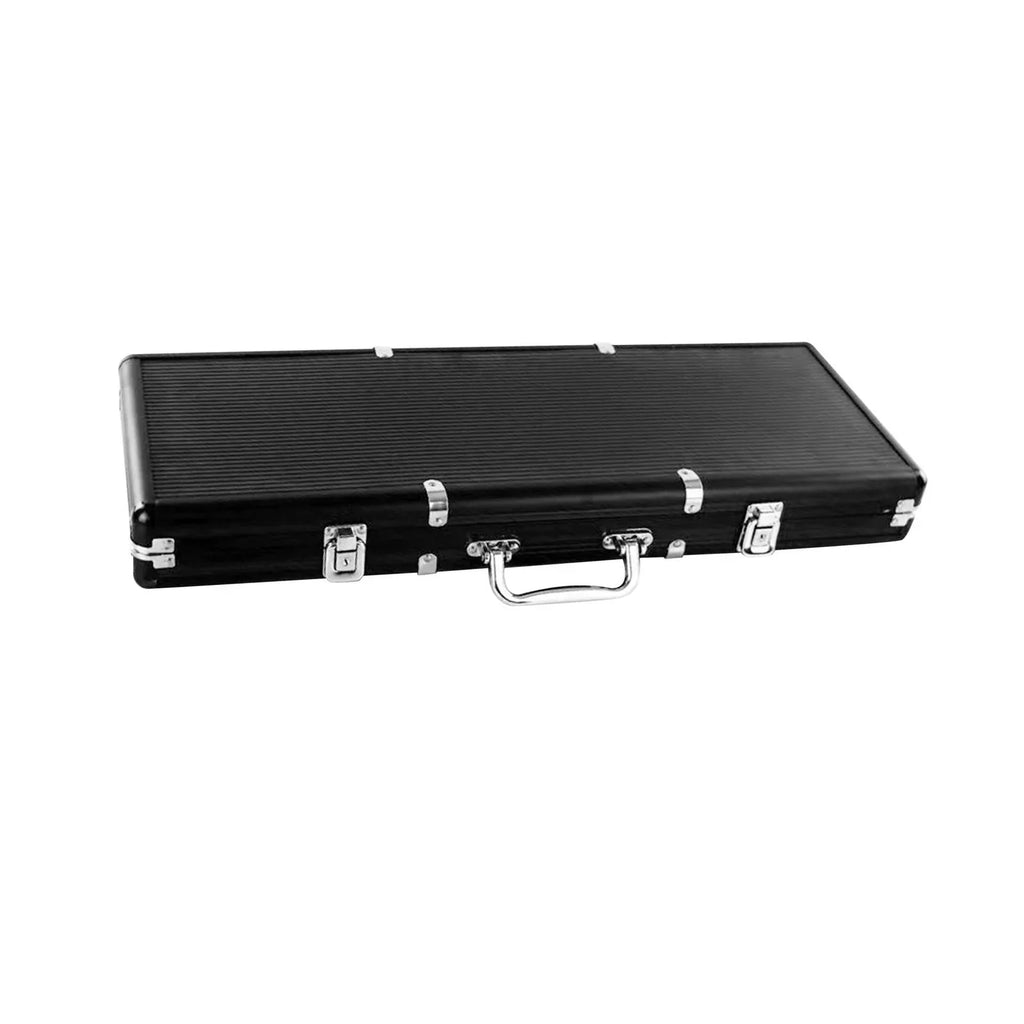 Hellery Chip Suitcase Box Aluminum Alloy Thicken High Capacity Solid Carrying Case Black