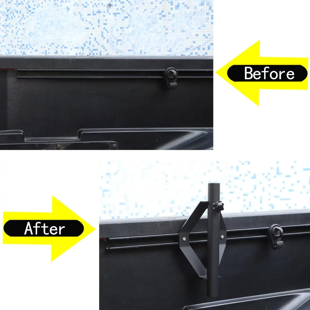 TINKI Truck Flag Pole Mount Holder Fit for 2005-2021 Toyota Tacoma/2007-2021 Tundra Bed Rail System