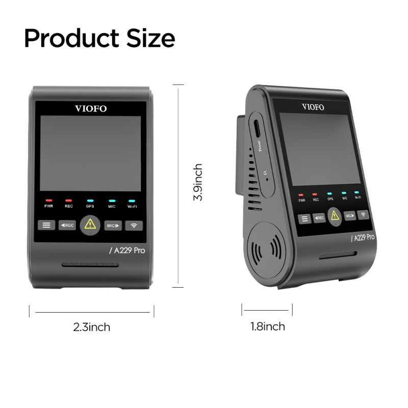 VIOFO A229 PRO 1CH 4K Front Dashcam with WiFi, GPS, and Sony STARVIS 2