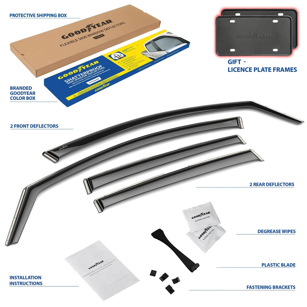 Goodyear Shatterproof in-Channel Window Deflectors for Subaru XV Crosstrek 2018-2023/Impreza Hatchback 2017-2023, Rain Guards, Window Visors for Cars, Vent Deflector, Car Accessories, 4 pcs - GY003477
