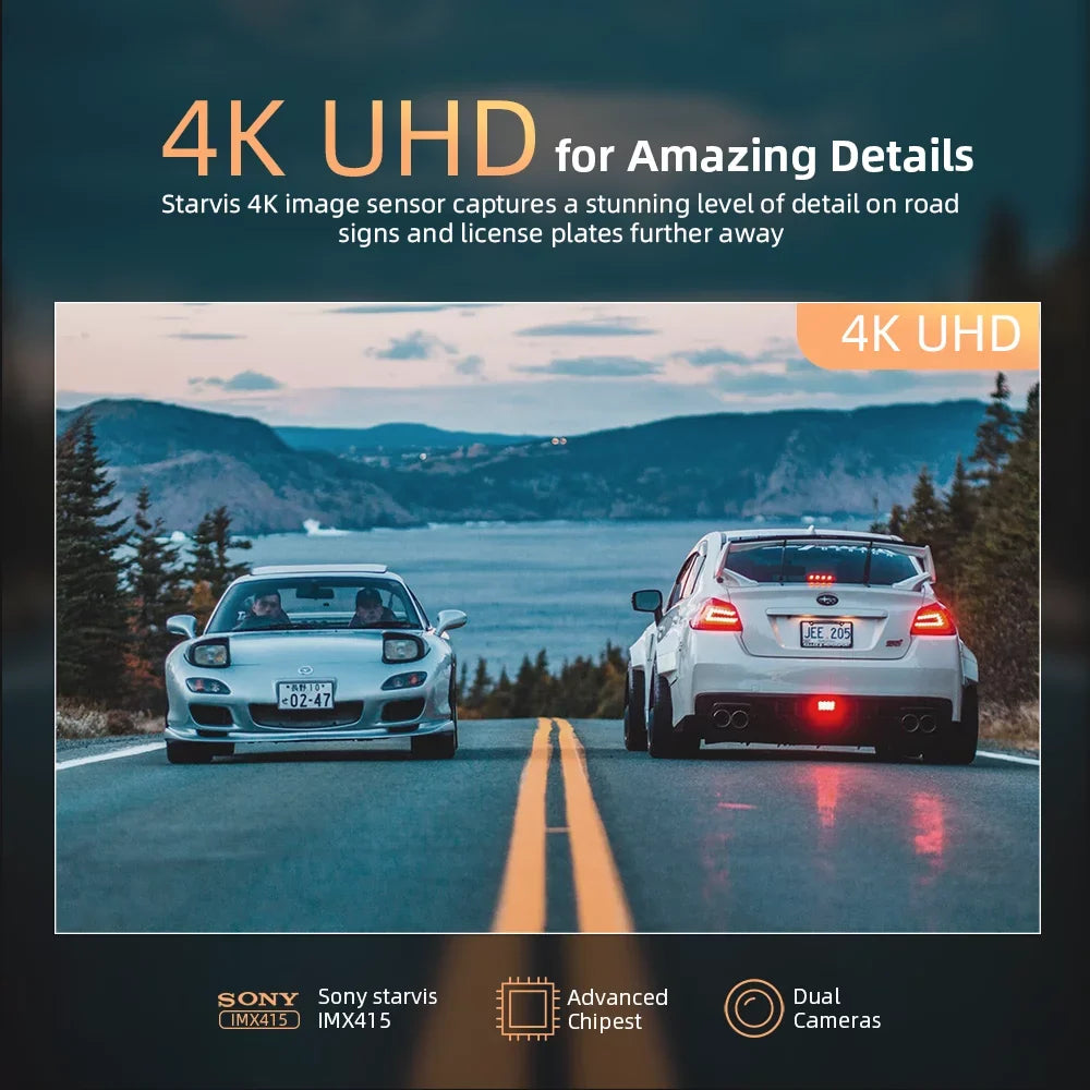 4K 12" Mirror Dash Cam - Vantop H612T Front & Rear View Dual Dash Camera, IPS Touch Screen, Voice Control Cars Mirror Camera w/Night Vision Parking Monitor, Black