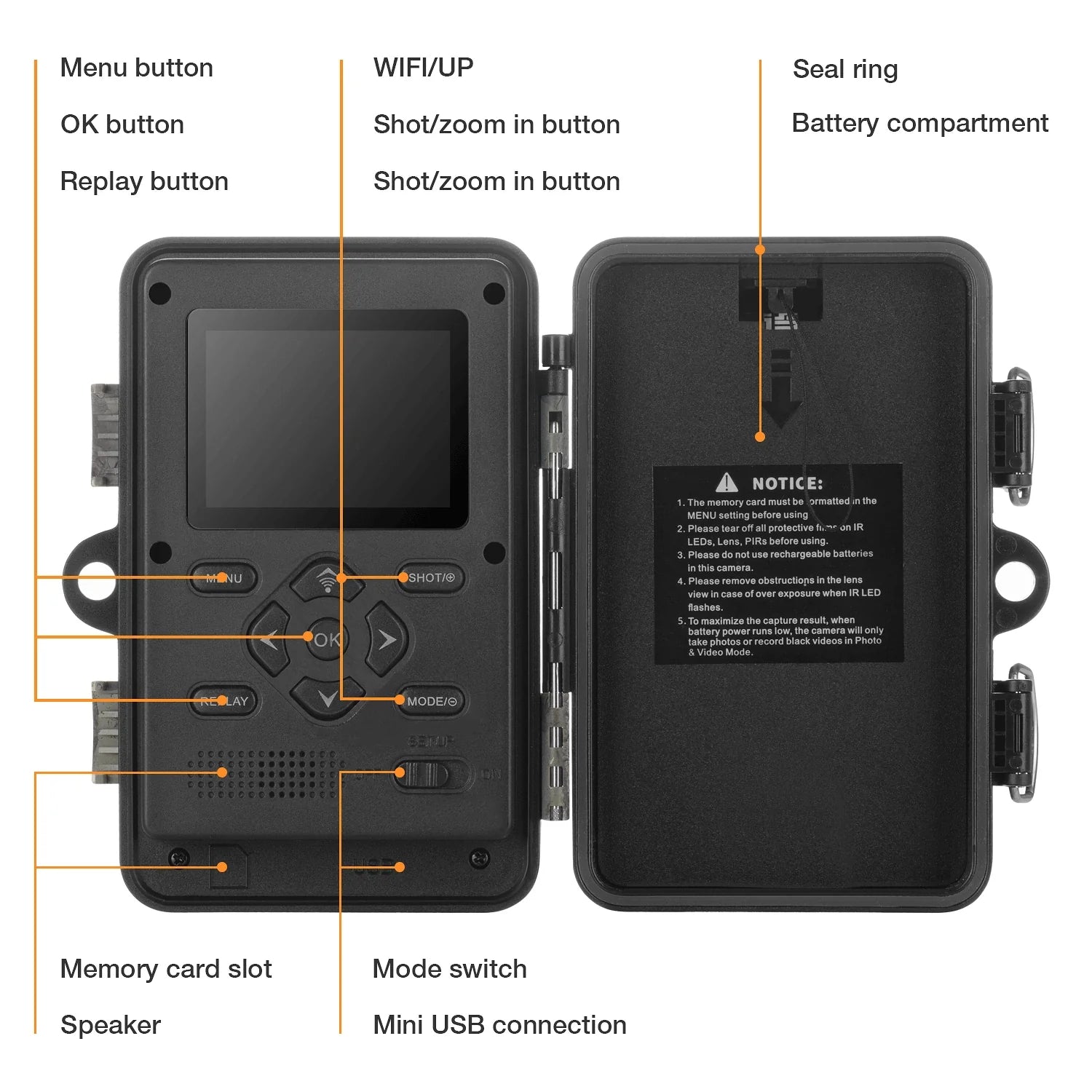 CAMPARK H80 WiFi Bluetooth Trail Camera 20MP 1296P Game Hunting Camera with Nigth Vision Waterproof