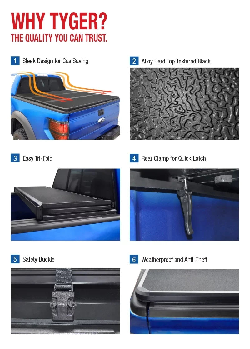 Tyger Auto T5 Alloy Hardtop Truck Bed Tonneau Wrap Matching with 2014-2021 Toyota Tundra | 5.5' Bed | TG-BC5T3432 | Aluminum