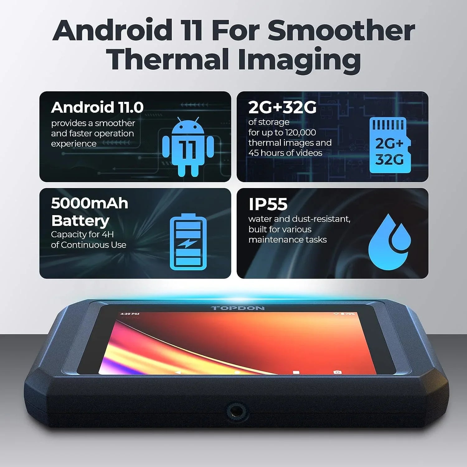 Thermal Imaging Camera TOPDON TC003 256x192 IR High Resolution Dual-Camera, 5" Touch Screen, -4°F~1022°F, Android 11.0 OS