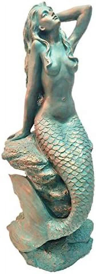 28 In. Giant Sitting On Coastal Rock Beach Nautical Garden Statue In Bronze Finish Pool Patio Lawn Statue