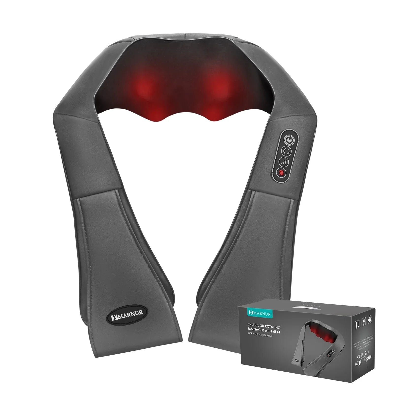 MARNUR Neck and Shoulder Massager, Deep Kneading Massager with Heat for Full-body, Gray