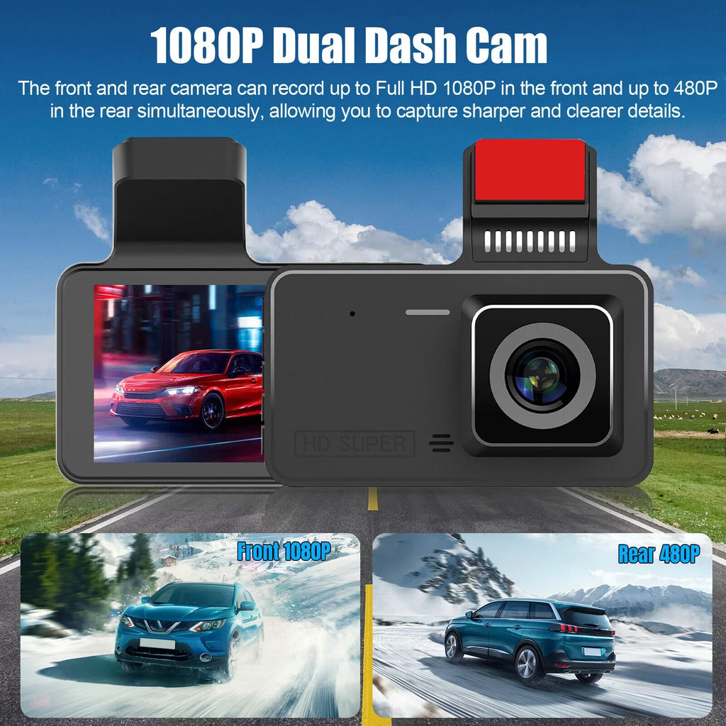 Dual Lens Car DVR Dash Cam Video Recorder G-Sensor 1080P Front And Rear Camera