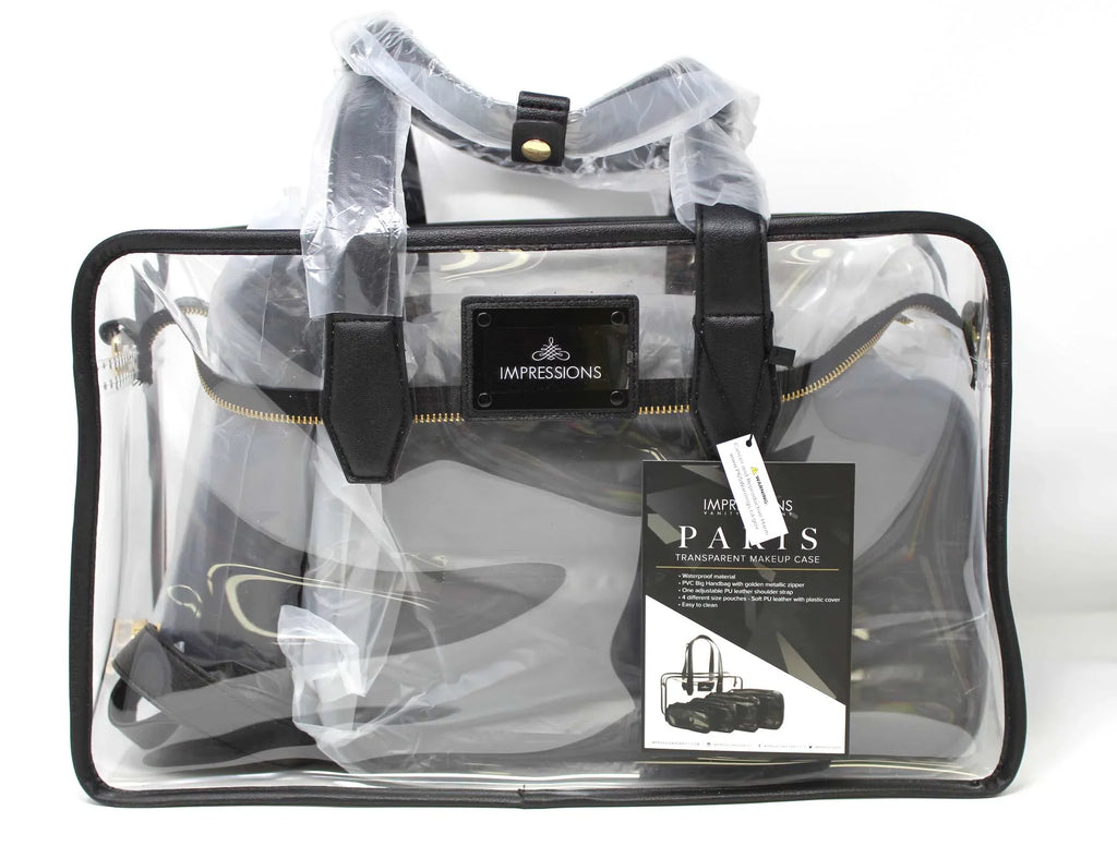 Impressions Vanity Paris Transparent Makeup Case with Adjustable Shoulder Strap (Transparent)