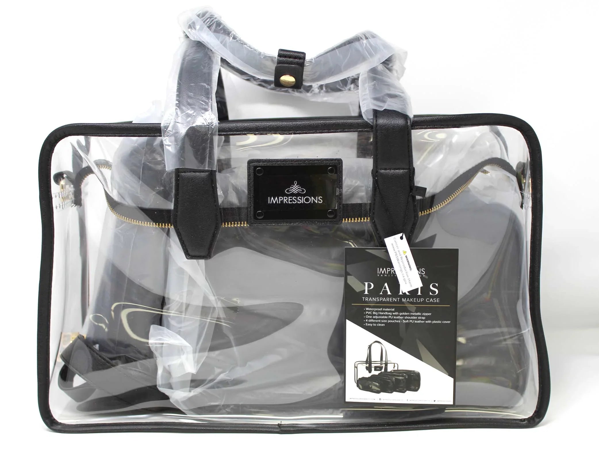 Impressions Vanity Paris Transparent Makeup Case with Adjustable Shoulder Strap (Transparent)