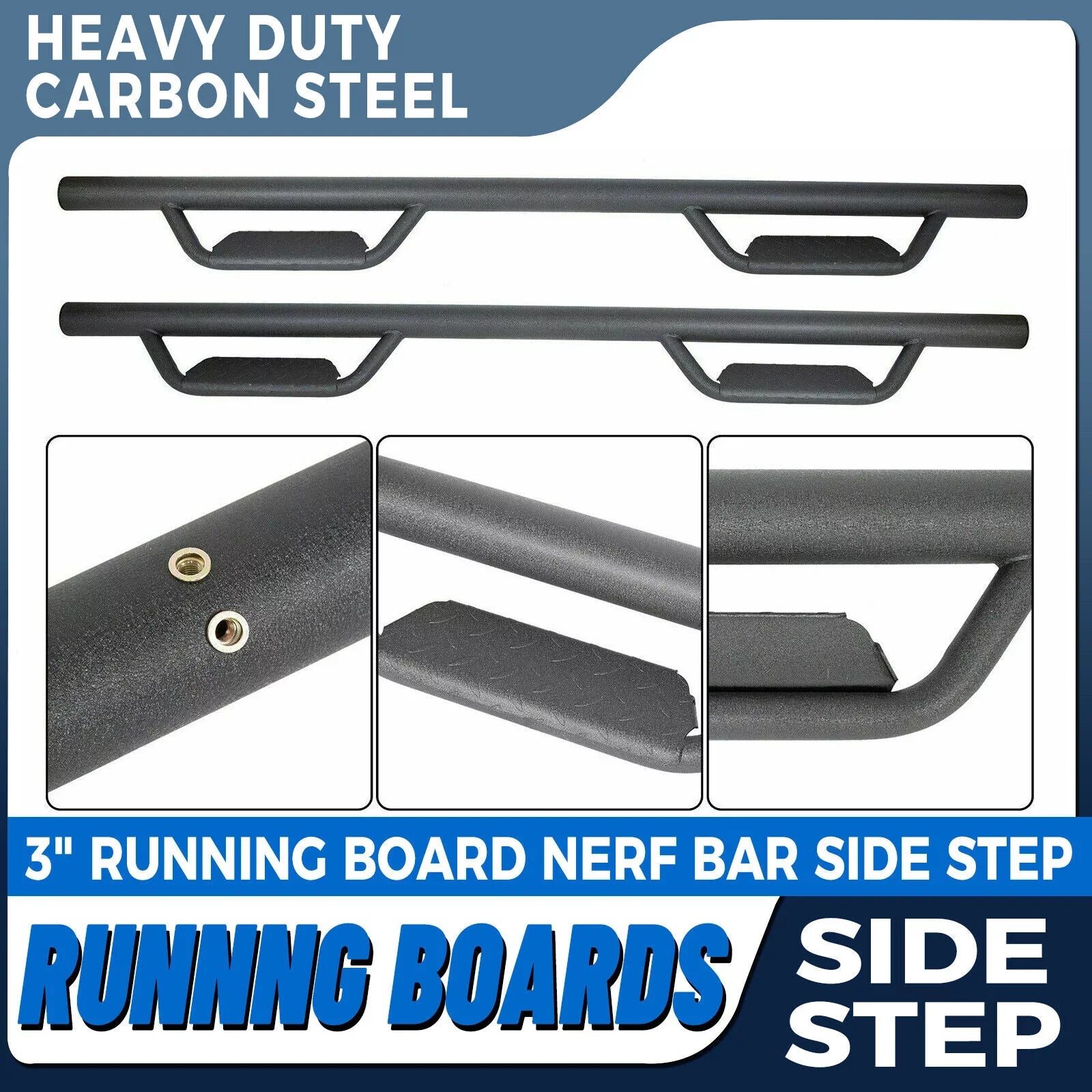 Kojem Side Steps Nerf Bars for 2005-2023 Toyota Tacoma Double/Crew Cab Matte Black Running Board Hoop Bar Door Dropped Steps