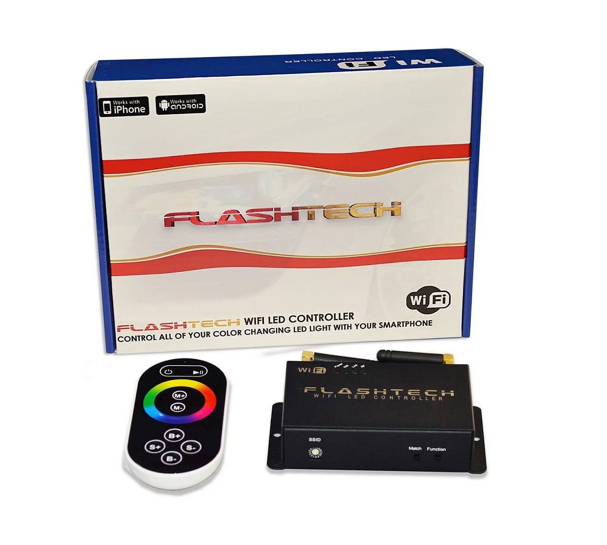 Flashtech LED RGB Multi Color Halo Ring Fog Light Kit for Dodge Caliber 07-12 with V.3 Fusion Color Change Wifi Remote