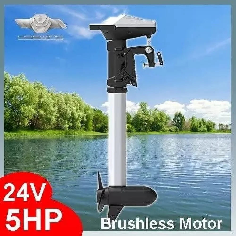 HASWING Electric Trolling Motor – 24V 5 HP Power 31.5 Inch Shaft Ventura F 5.0 Brushless with Stepless Adjustable Speed Control and Safety Lanyard Watercraft Fishing Saltwater Freshwater