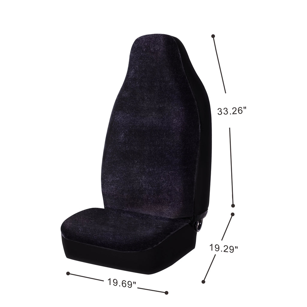 Auto Drive 2 Piece Car Seat Shield High Back Soft Faux Fur Polyester Black, Universal Fit, 2002SC101