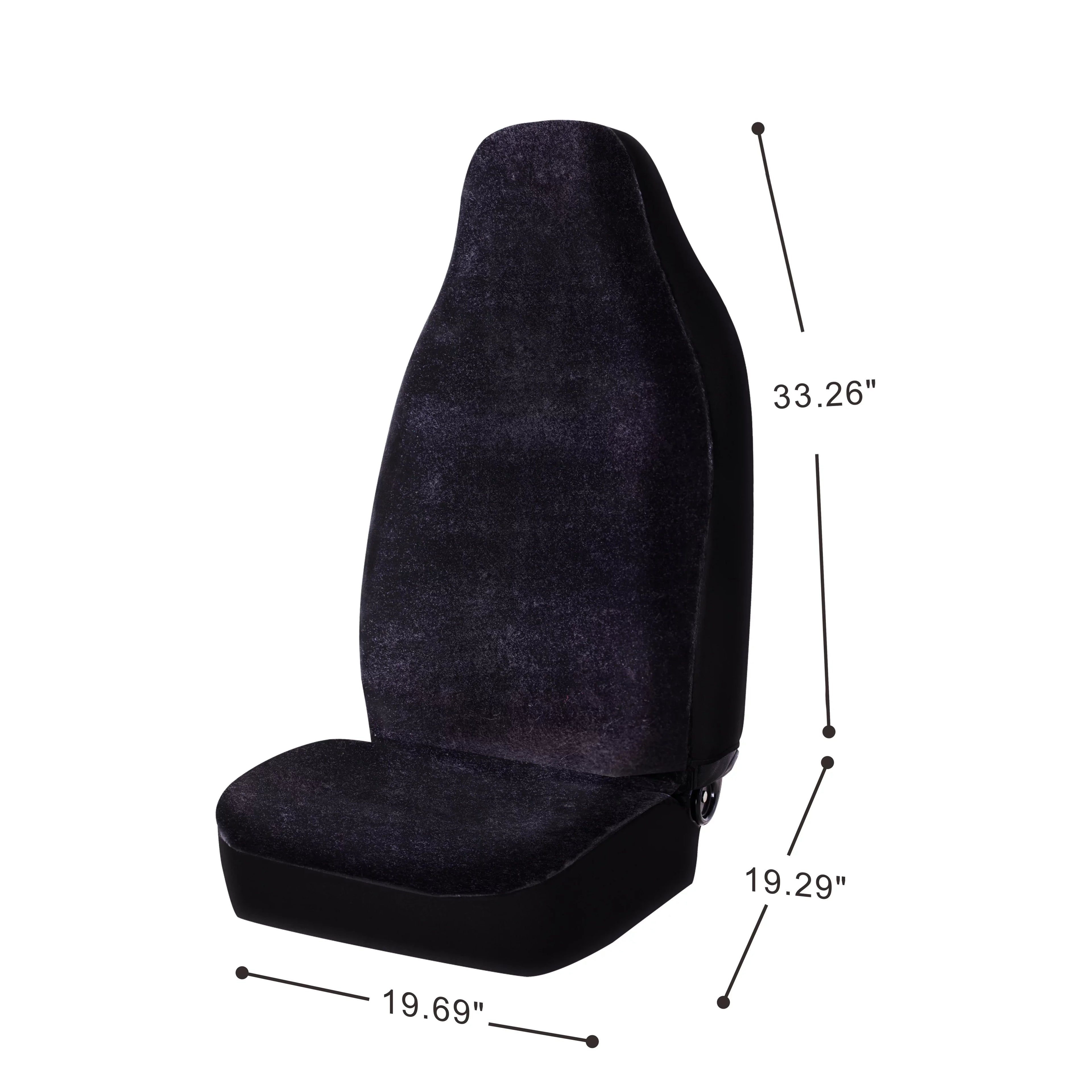 Auto Drive 2 Piece Car Seat Shield High Back Soft Faux Fur Polyester Black, Universal Fit, 2002SC101