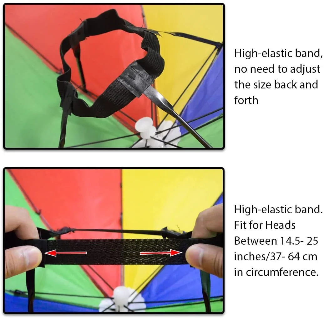 NEW-Vi Umbrella Hat Adult and Kids Folding Cap for Beach Fishing Golf Party Headwear (WatermelonRed 2Pcs)