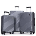3 Piece Luggage Sets PC+ABS Lightweight Suitcase with Two Hooks, Spinner Wheels, (20/24/28) Gray