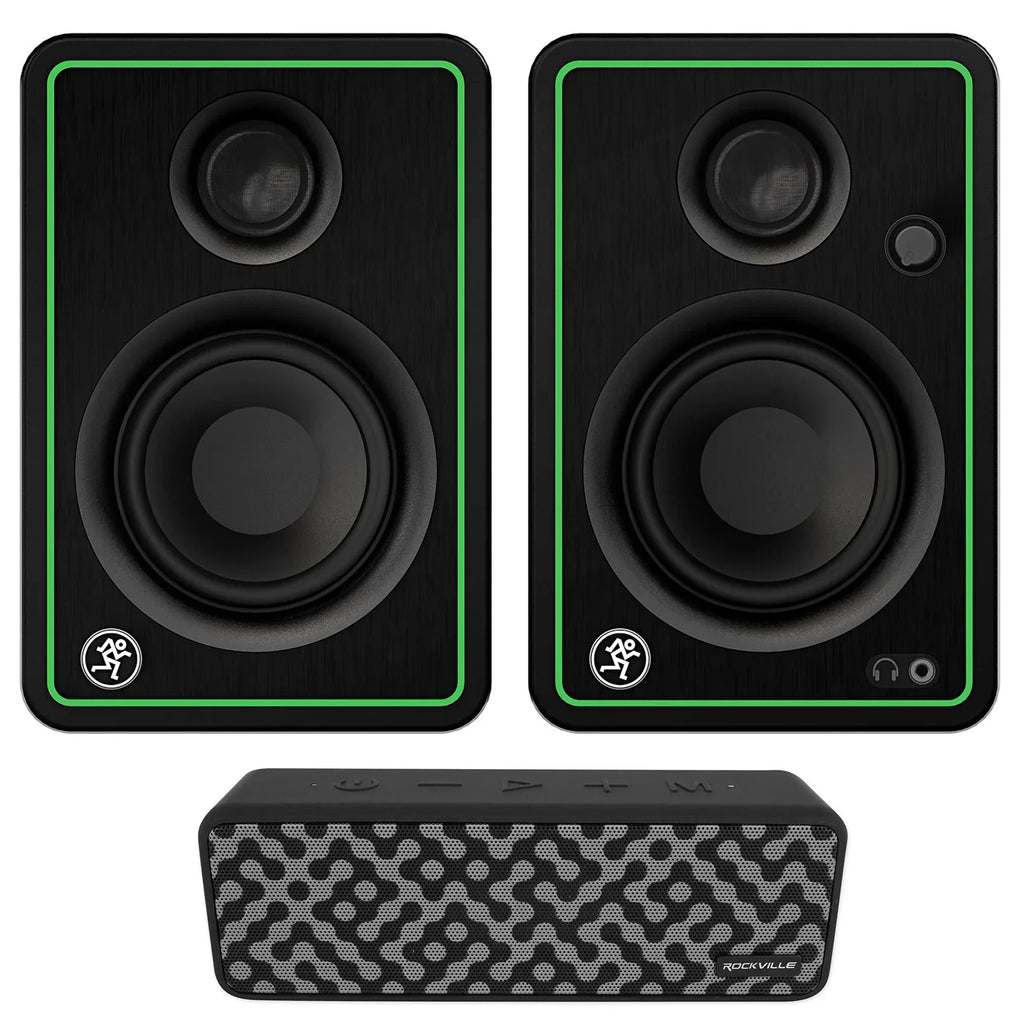 2) Mackie CR3-XBT 3" 50w Bluetooth Reference Studio Monitors + Bluetooth Speaker
