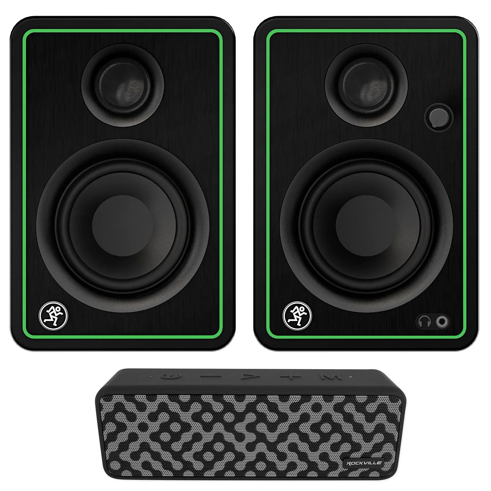 2) Mackie CR3-XBT 3" 50w Bluetooth Reference Studio Monitors + Bluetooth Speaker