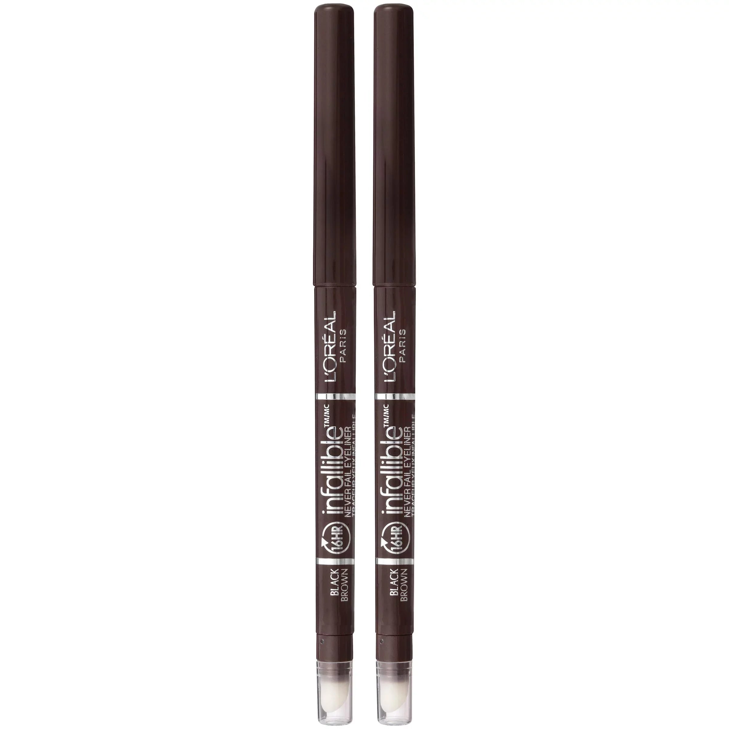Enhance Your Eyes with L'Oreal Paris Infallible Never Fail Eyeliner - Black Brown, 2 Count - Includes Built-In Sharpener!