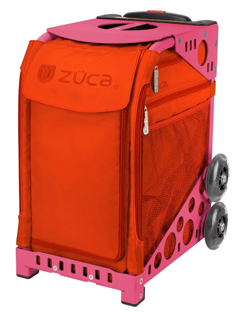 Zuca 18" Sport Bag - Persimmon with Black/Pink Seat Protection (Pink Frame)