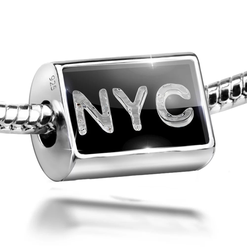 Neonblond Charm NYC Clear Ice Cubes on Black 925 Sterling Silver Bead