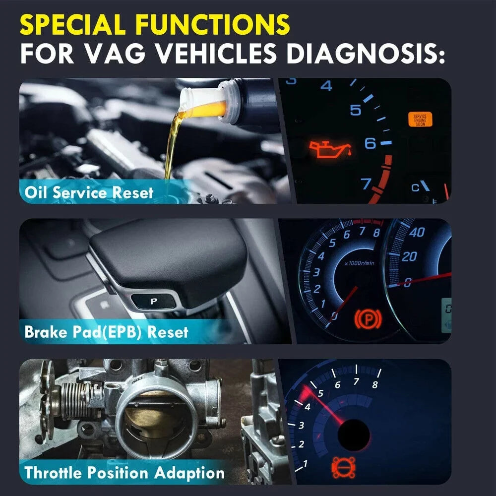 Ancel All System ABS SRS EPB IMMO Oil Automotive OBD2 Scanner EPB OIL Throttle Adapation Code Reader for VW Audi Skoda Seat Diagnostic Tool