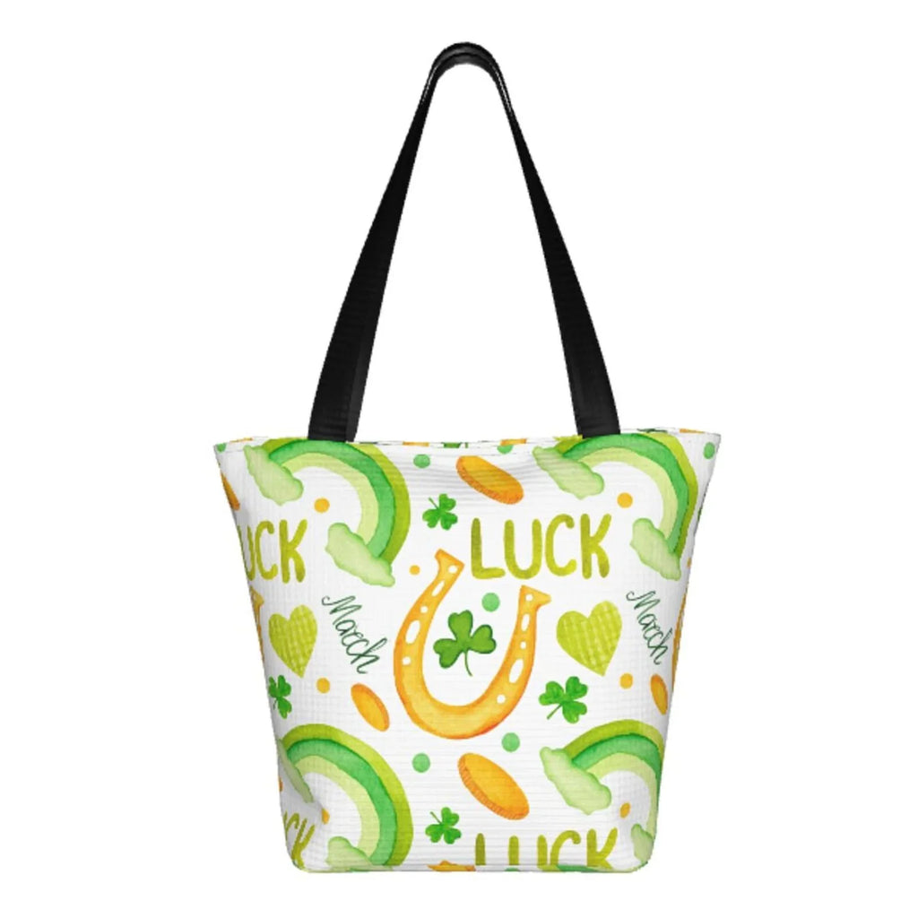 Easygdp St Patrick's Day1 Stylish Canvas Handbag Shoulder Tote Bag, Shopping Bag with Zip, Suitable for Buying Groceries, Office, Fitness