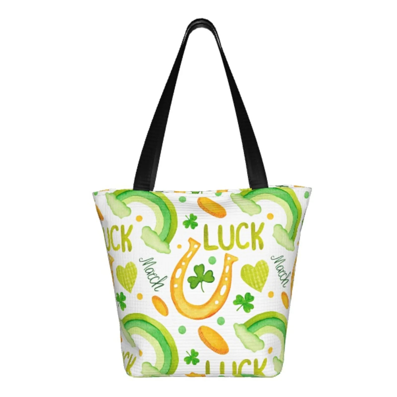 Easygdp St Patrick's Day1 Stylish Canvas Handbag Shoulder Tote Bag, Shopping Bag with Zip, Suitable for Buying Groceries, Office, Fitness