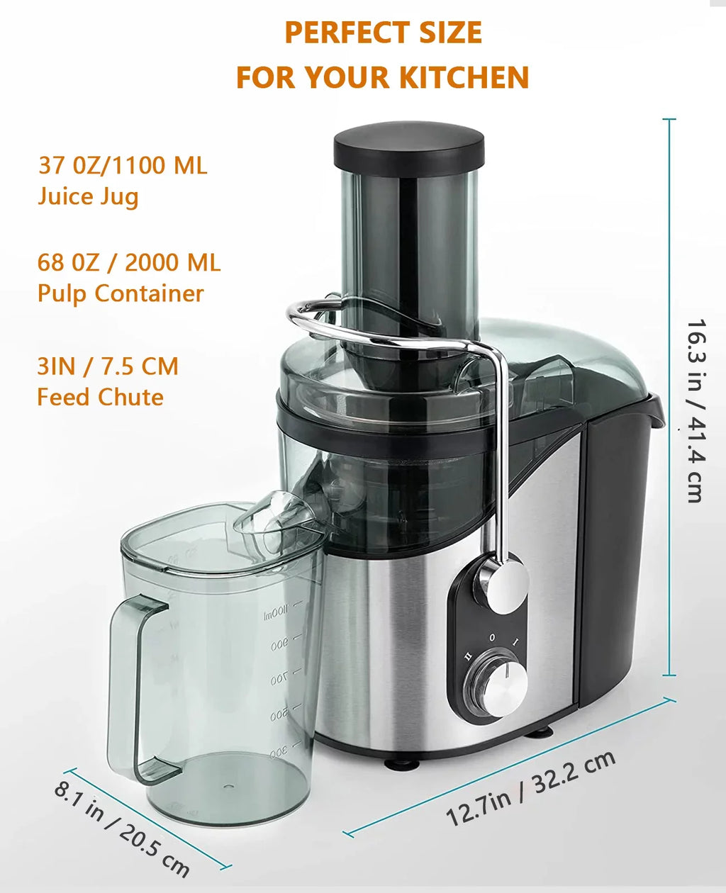 Centrifugal Juicer Machine for Fruits & Vegetables - with 3" Feed Chute 2 Speed Modes