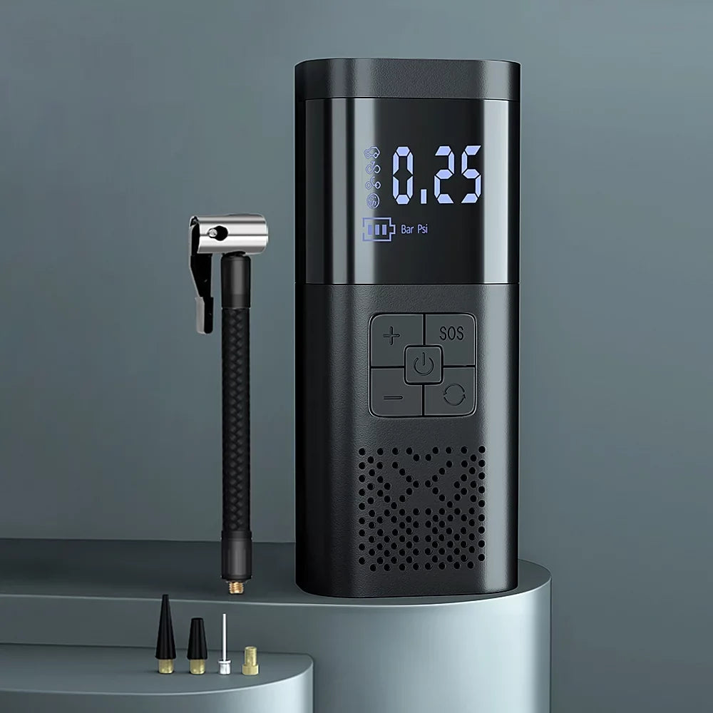 Apexeon Electric Air Pump with Digital LCD Display - Tyre Pump for Motorcycle Car Balls and Inflatable Cushions