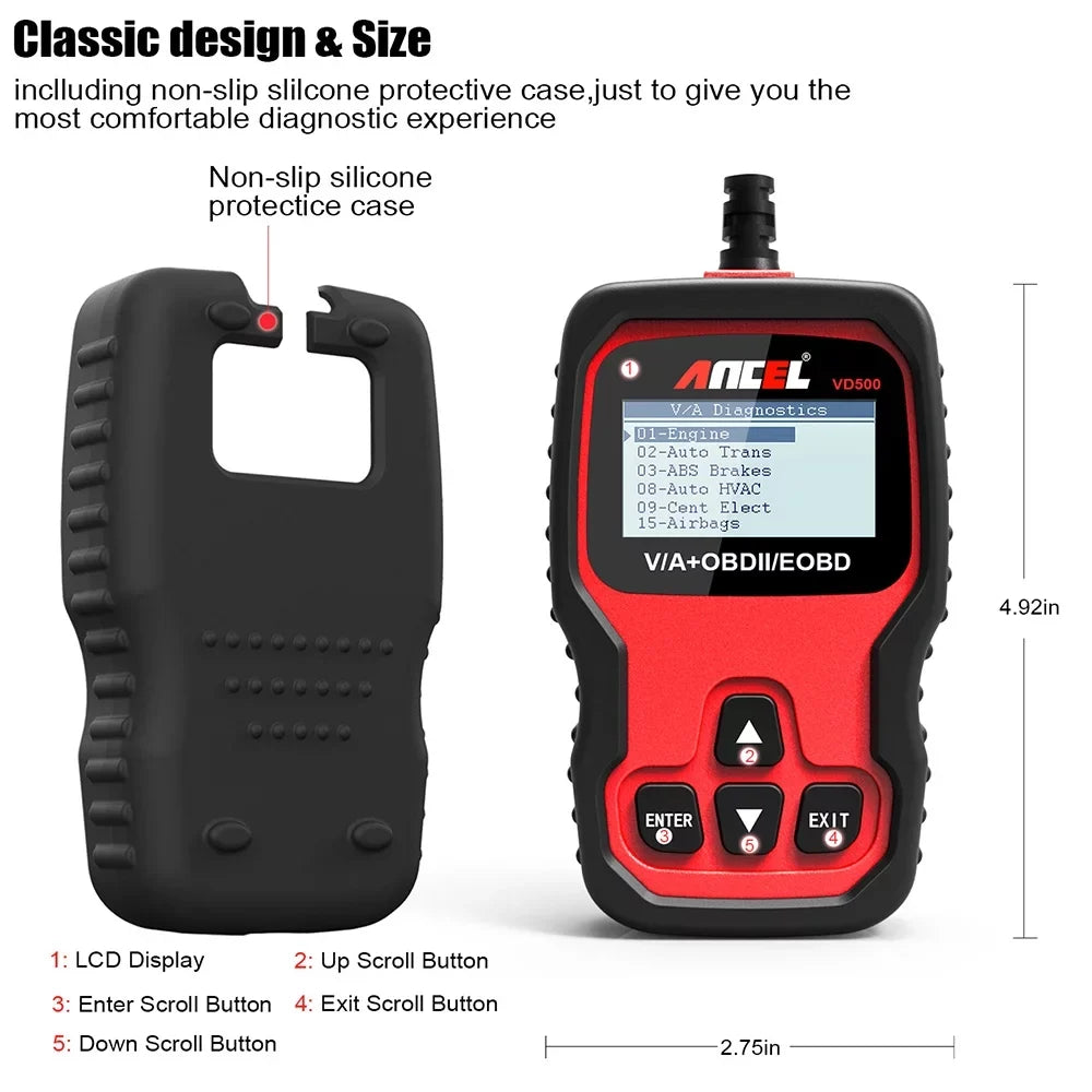 Ancel All System ABS SRS EPB IMMO Oil Automotive OBD2 Scanner EPB OIL Throttle Adapation Code Reader for VW Audi Skoda Seat Diagnostic Tool
