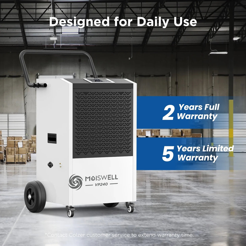 Moiswell 240 Pints Commercial Dehumidifier with Pump and Drain Hose - Perfect for Industrial Site, Basements, Water Damage Unit for Large Spaces up to 8,500 Sq Ft - Auto Defrost, Memory Starting