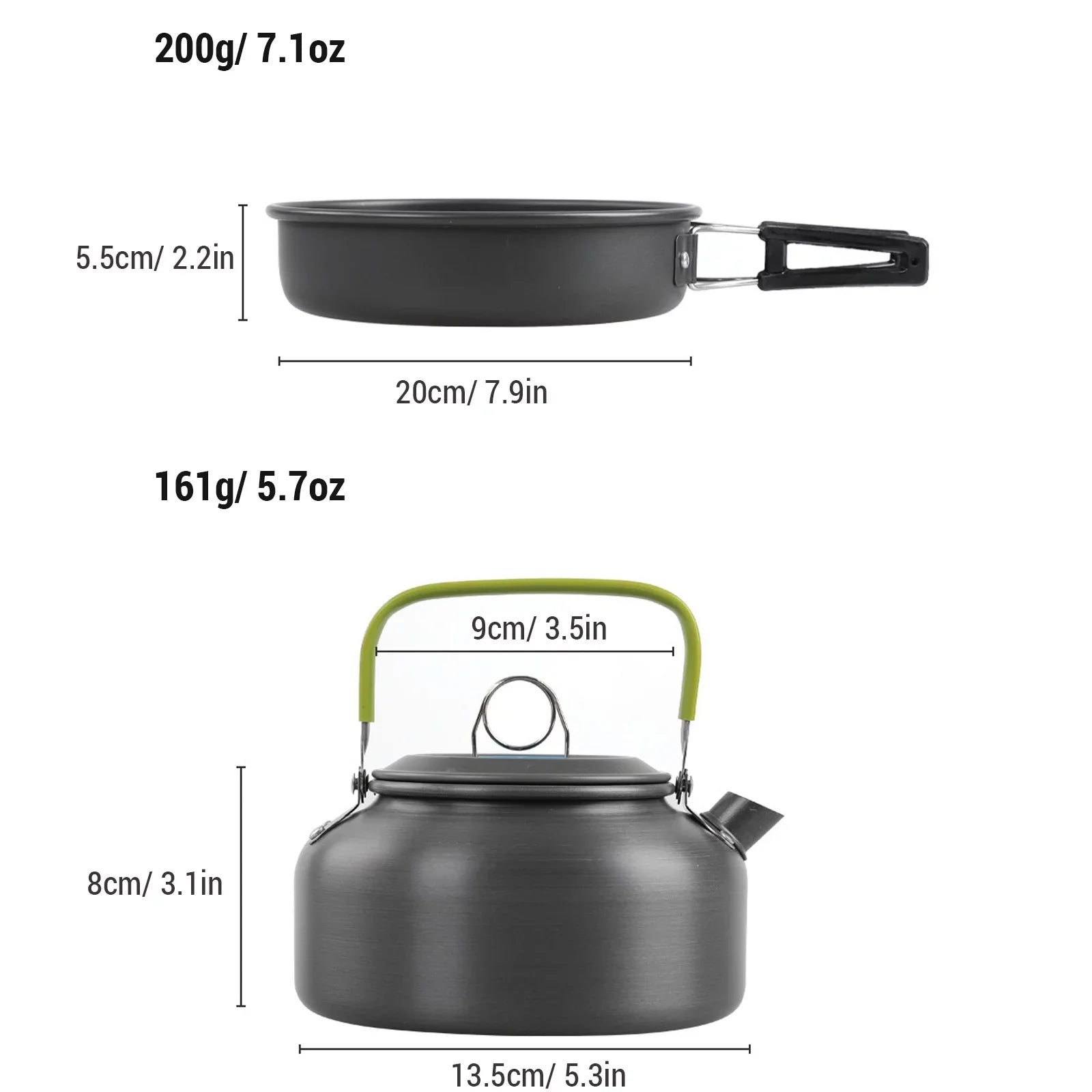Htovila Kitchenware Set, Non-Stick Camping Cookware Mess Kit with Kettle for Hiking and Backpacking
