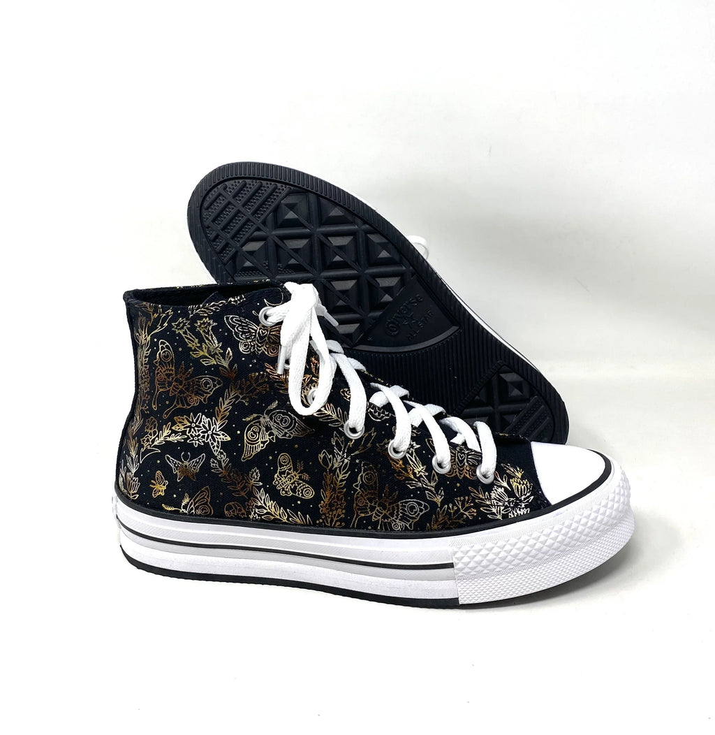 Converse CTAS Lift Platform High Top Black Women's Kids Canvas Sneakers A01511C