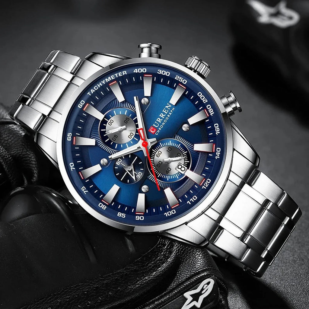 New Watches for Men Top Luxury Brand Quartz Men’s Watch Sport Waterproof Wrist Watches Chronograph Date Relogio Masculino Silver Black