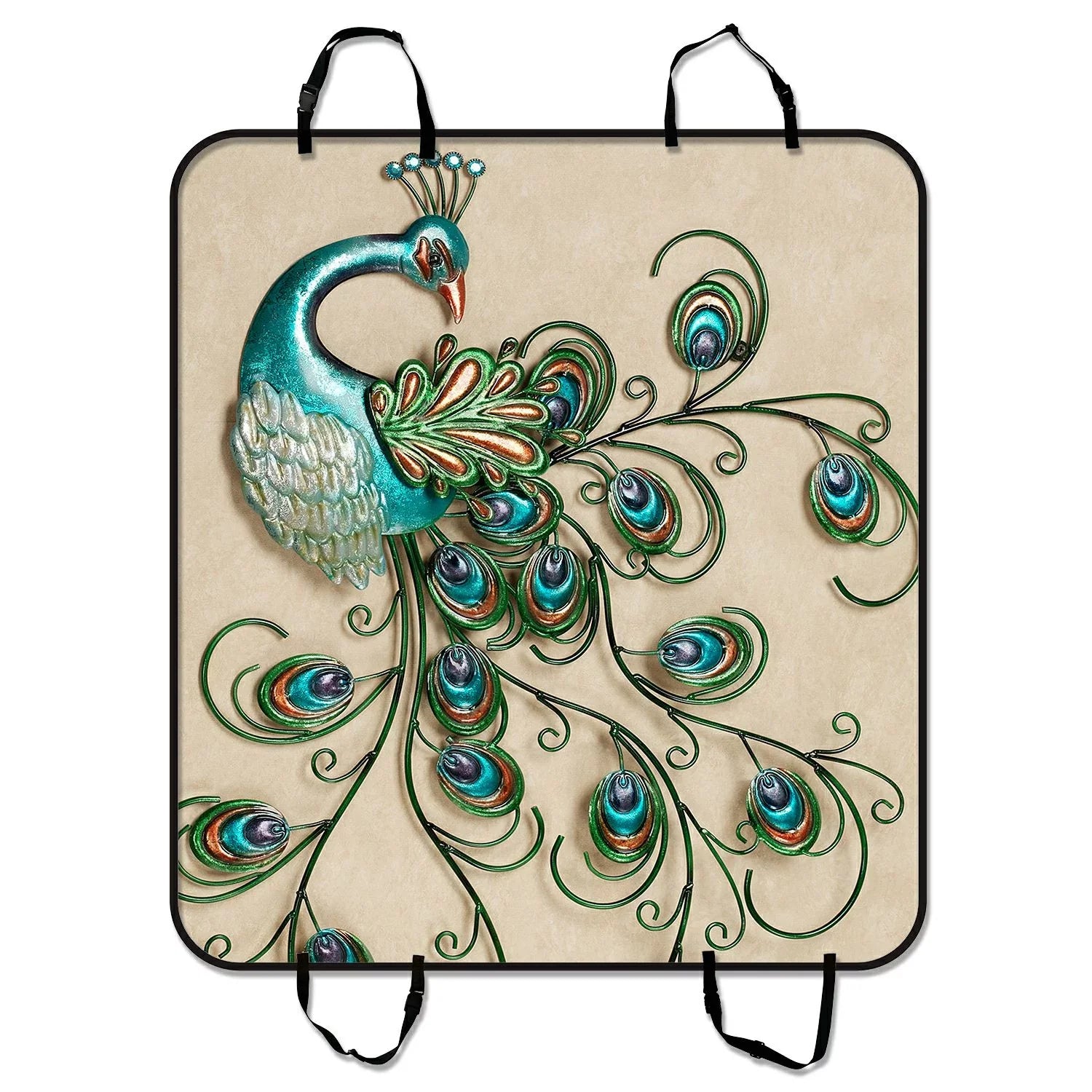 GCKG Beautiful Peacock Pattern Popular Pet Car Seat Shield Dog Car Seat Mat Hammock Cargo Mat Trunk Mat For Cars Trucks and SUV 54x60 inches