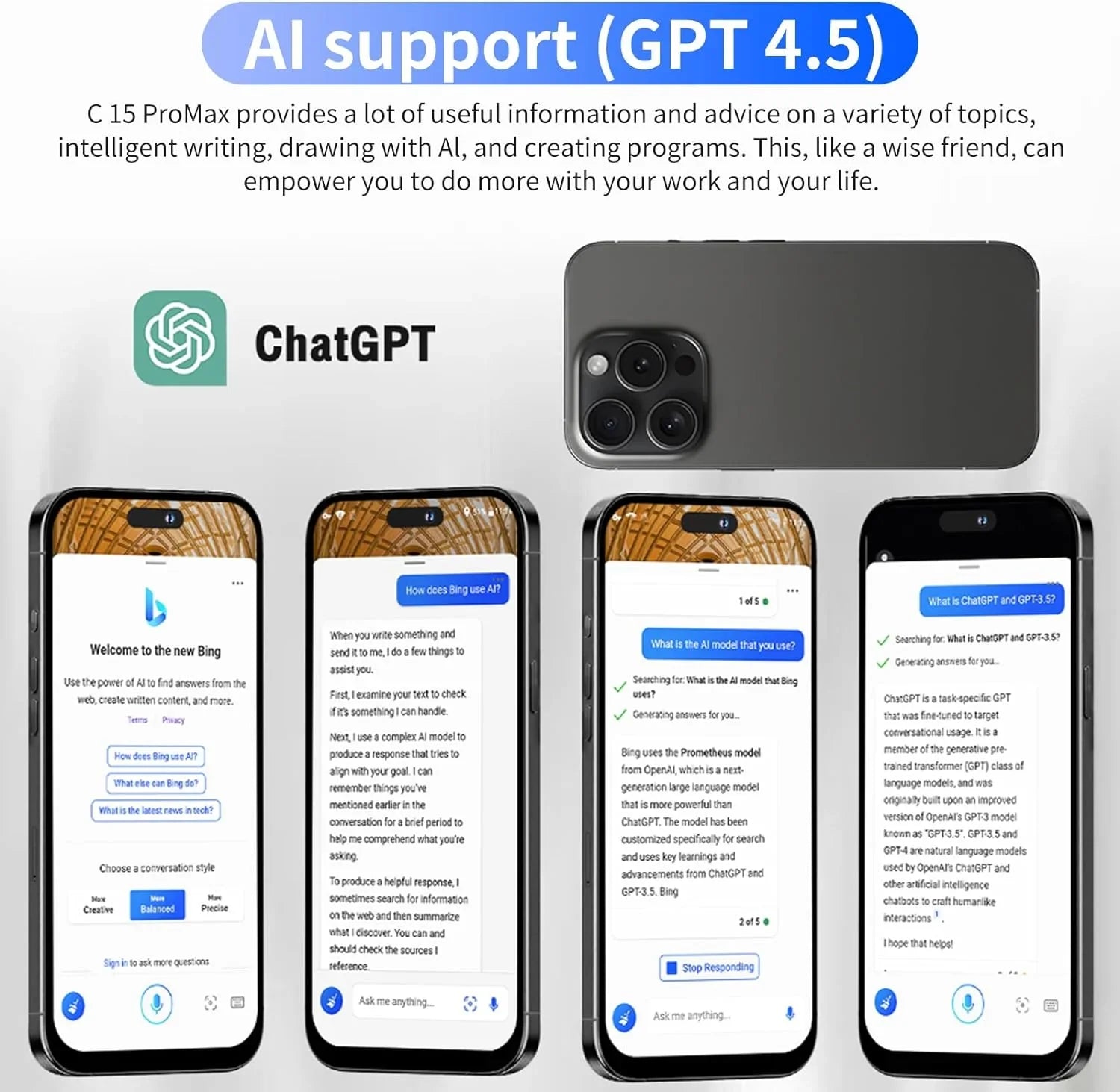 C15 Pro Max Smartphone 6.61in High-Definition Large Screen Smartphones Dual-SIM Phone 3000mAh Large-Capacity Battery Android Phone Unlocked Support AI Cell Phones (Black,3+32G)