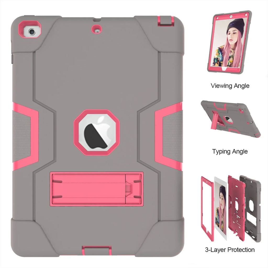 Case for iPad 6th Generation/iPad 5th Generation (9.7-inch, 2018/2017 Model), iPad Air 2 Case, Hybrid Shockproof Rugged Protective Shield for iPad 9.7 inch with Built-in Kickstand