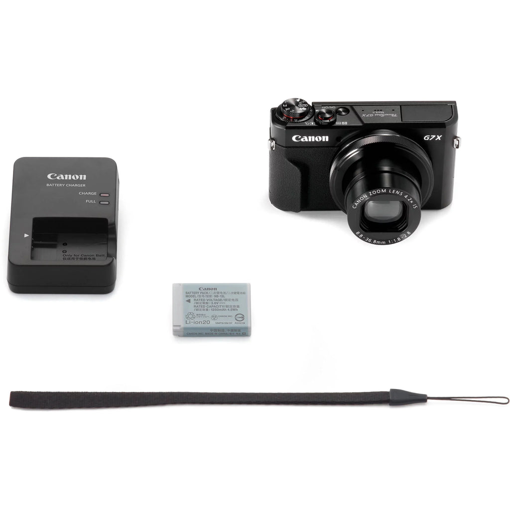 Canon PowerShot G7 X Mark II Digital Camera (Black) with Essential Accessory Bundle - Includes: SanDisk Ultra 64GB SDXC Memory Card, Extended Life Replacement Battery, Tripod, Carrying Case & More