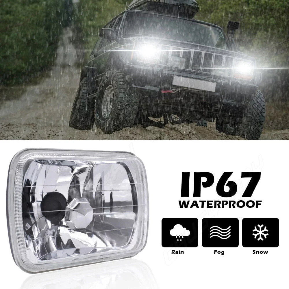 NEW 5X7" 7x6" LED Headlights For 1986-1995 Jeep Wrangler YJ 1984-2001 Cherokee XJ Lampshade Pack of 2