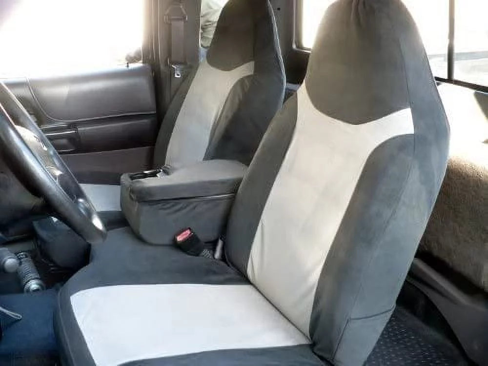 F286 2002-2003 Ford Ranger 60/40 Split Seat with Opening Center Console in Gray and Black Twill