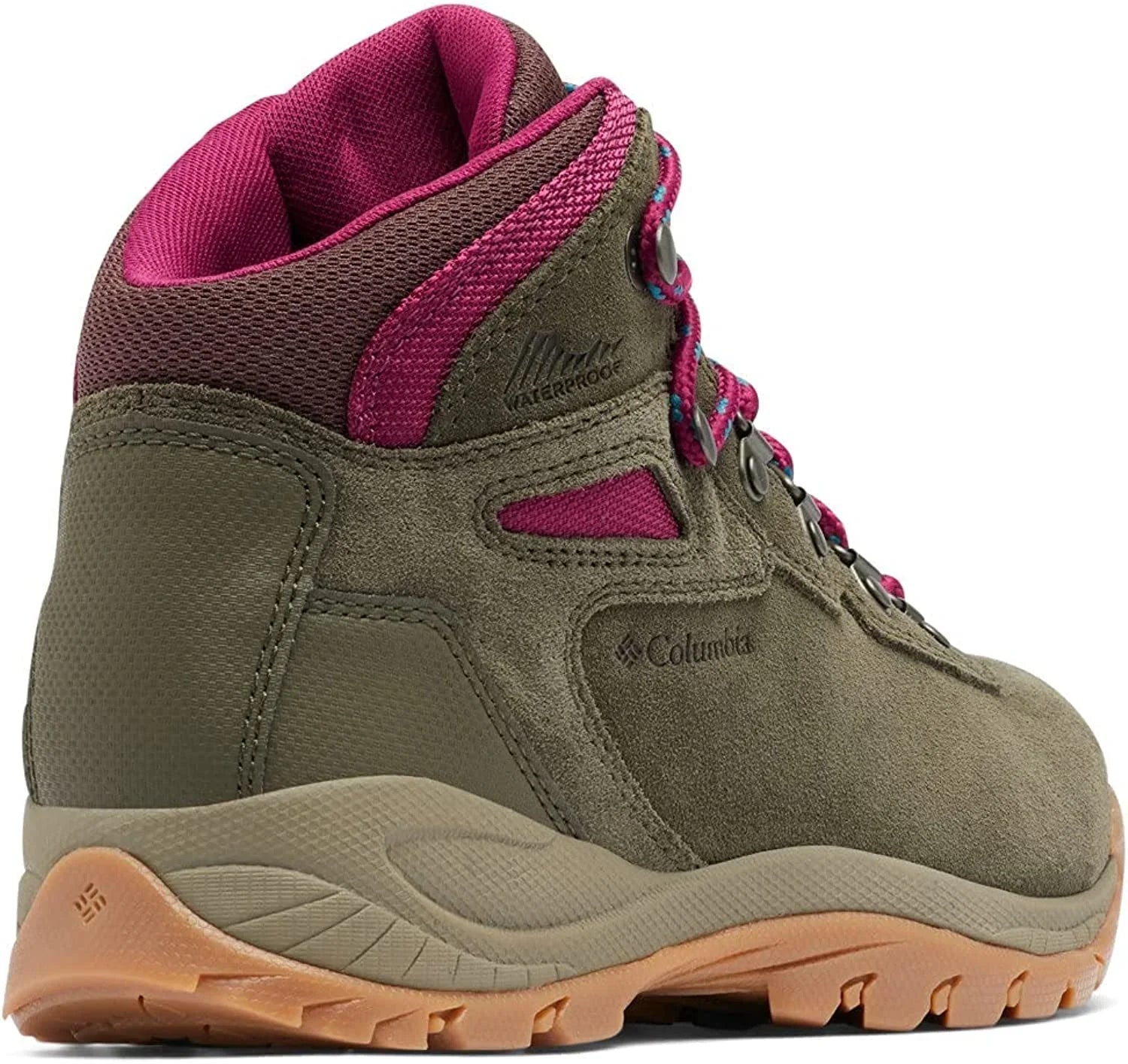Columbia Women's Newton Ridge Plus Waterproof Amped Hiking Shoe, Peatmoss/Red Onion, 9.5 Wide