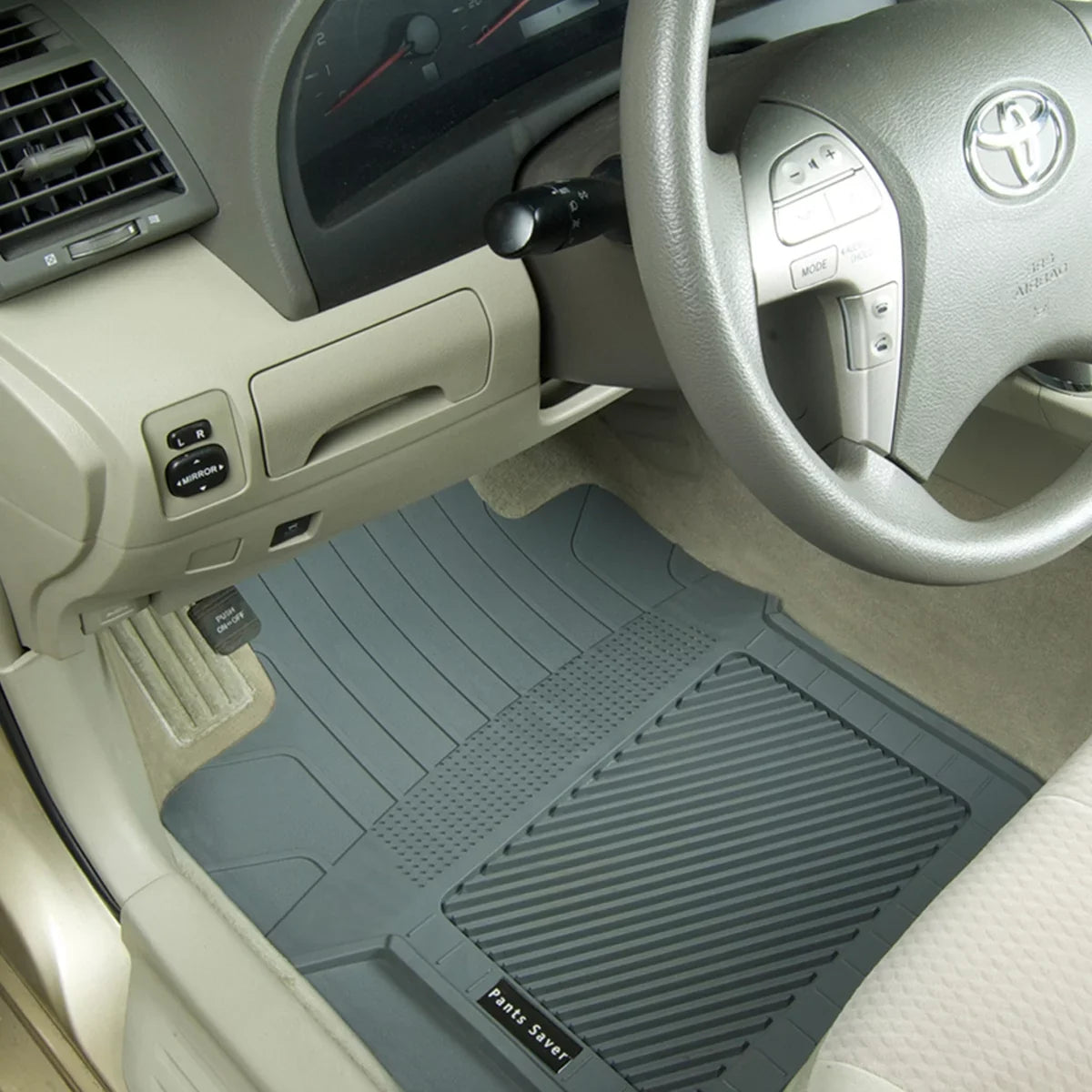 PantsSaver Custom Fit Car Floor Mats for Dodge Grand Caravan 2018, 4 pc, All Condition Protection for vehicles, Heavy Duty Environment Impervious Plastic,Tan